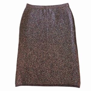 Vintage Lido New York Multicolor Metallic Knit Skirt Stretch Elastic Waist Large